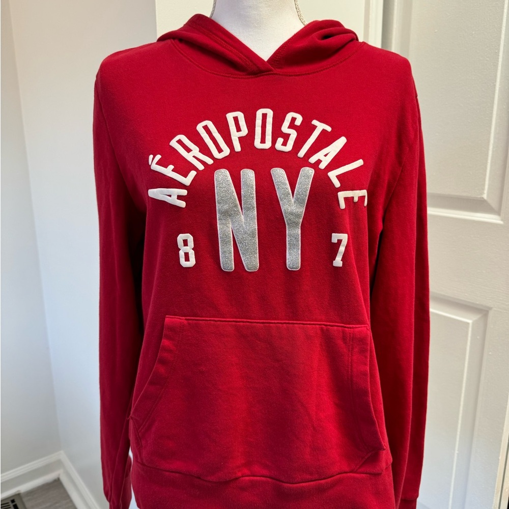 Aeropostale XL Red NY 87 Pullover Hoodie Y2K